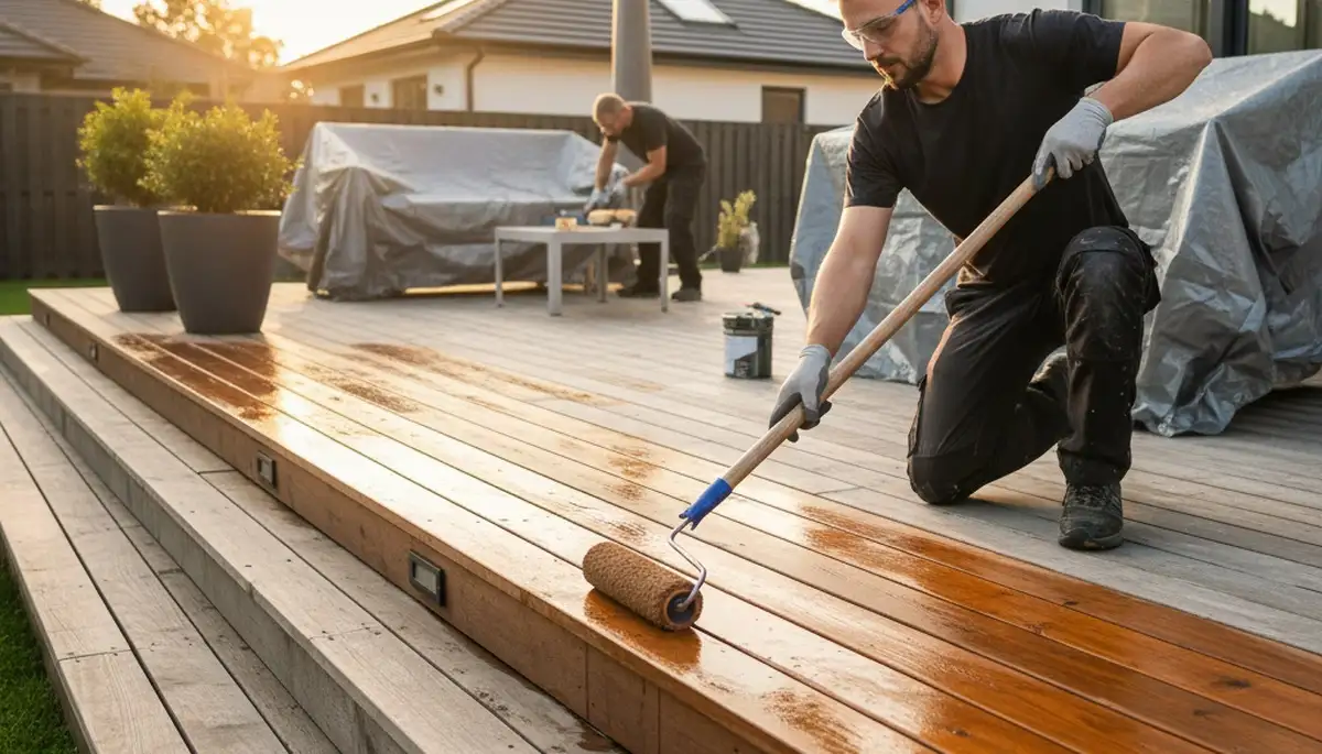 Professional deck sealing in St. Louis, MO to protect wood from moisture and sun damage