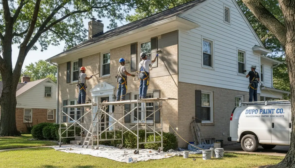 Exterior painting crew serving St Louis, MO on a residential home project
