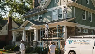 Exterior painting crew serving St. Louis, MO on a residential home exterior