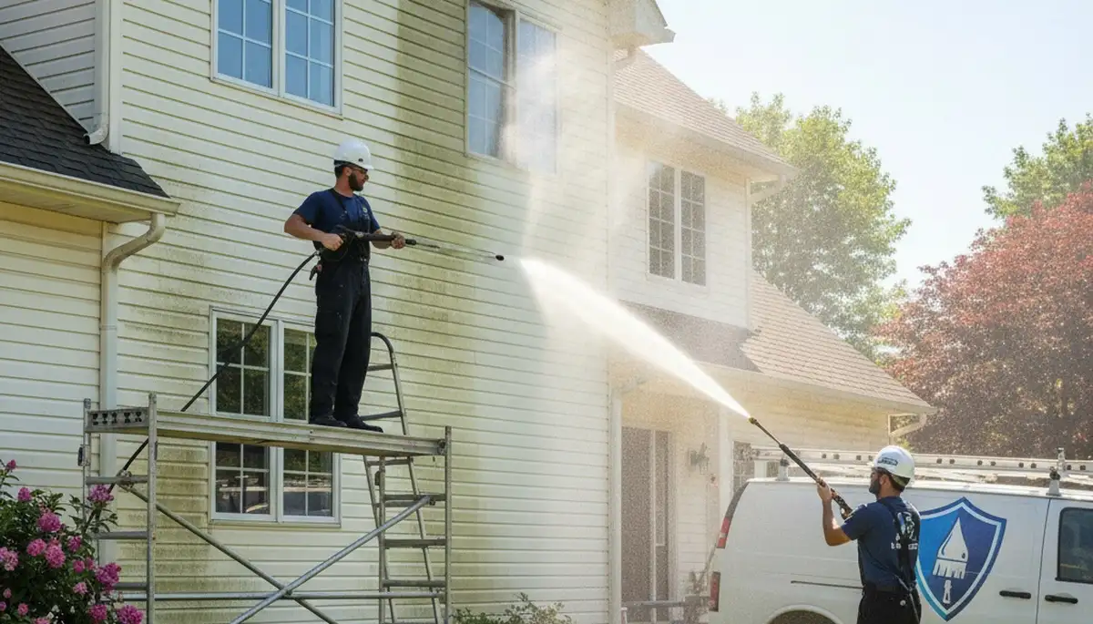 Vinyl siding pressure cleaning in St Louis, MO removes mold and grime for exterior prep