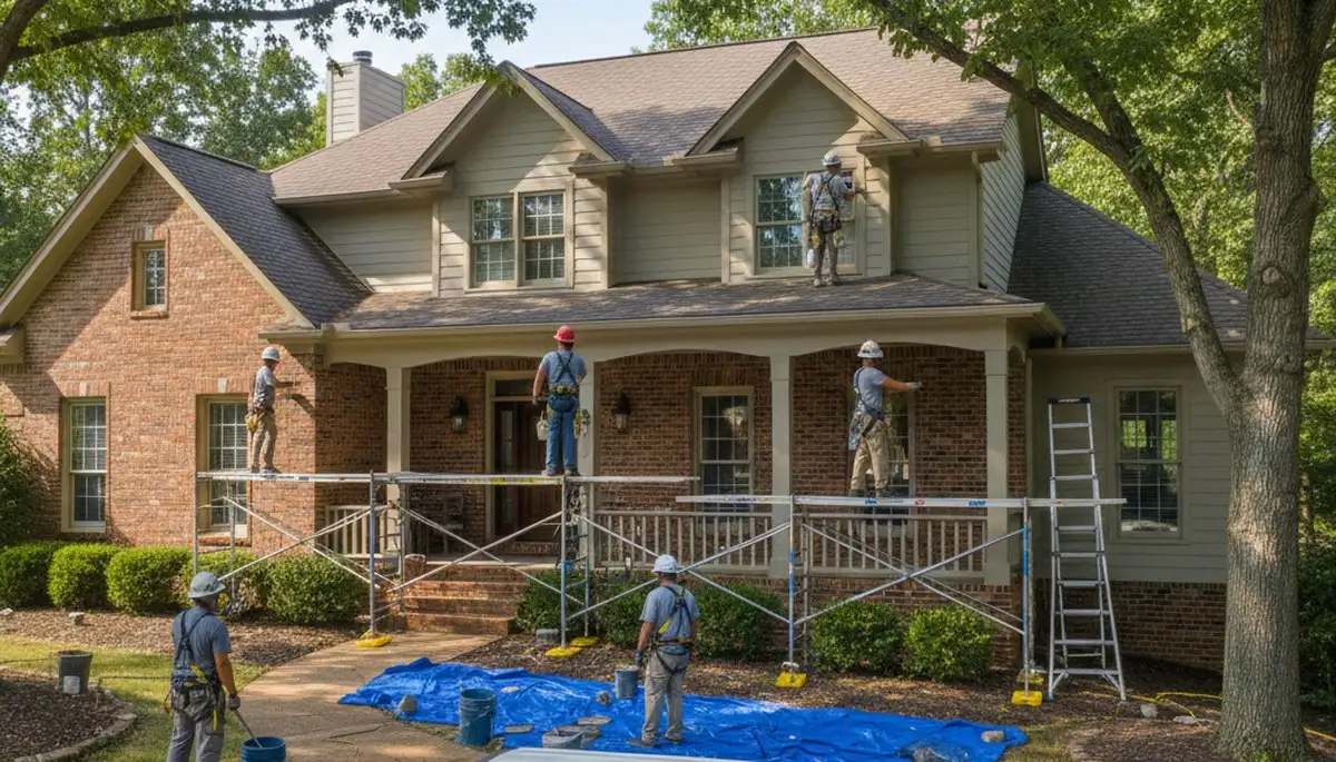 Exterior painting crew providing professional house painting services in St Louis, MO